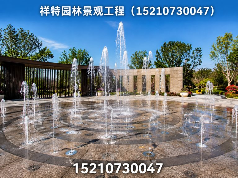 蠡县人工湖喷泉展示图